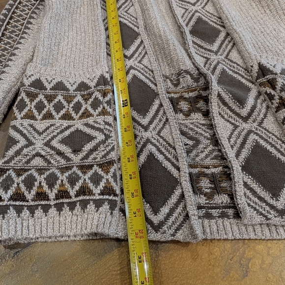 Lucky Brand Women's Green Cream Patterned Cardigan Sweater  XS/S Cotton Blend - Picture 11 of 13